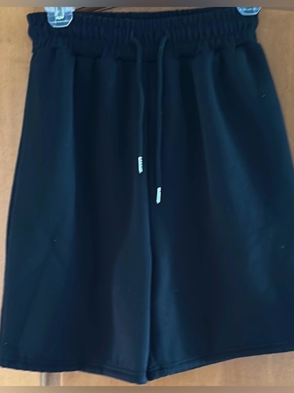 Womens Black Fleece Sweat Shorts Elastic High Waist Drawstring Athleisure Lounge